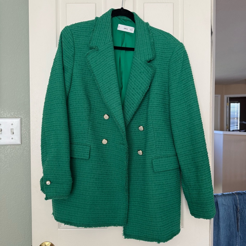 Mango Vibrant Green Tweed Jacket